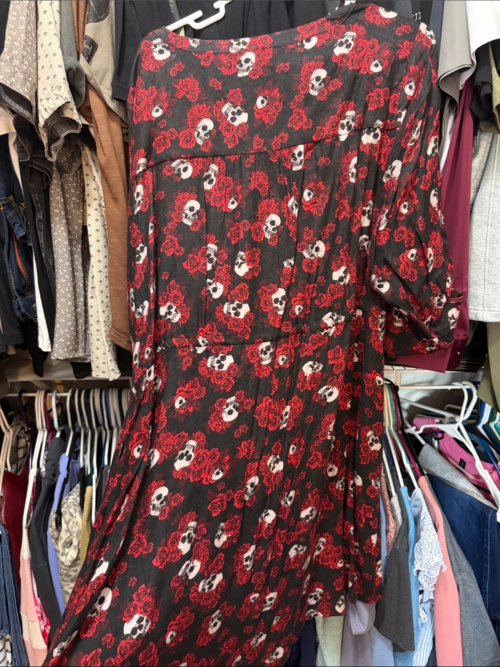 torrid Black Dress with Red Floral & White Skull Print - Picture 4 of 4